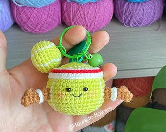 Cute tennis ball CROCHET PATTERN, PDF English pattern, Keychain crochet pattern, download-ready, cute crochet