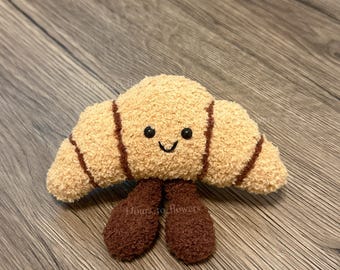 Handgemaakte gehaakte croissantknuffel, amigurumi-speelgoed, cadeau broodvriend