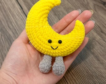 Handgemaakte gehaakte maanknuffel, amigurumi-speelgoed, cadeau beste vriend, weer
