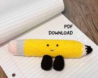 Modello all'uncinetto per matita carina, modello in PDF in inglese, modello all'uncinetto, pronto per il download, uncinetto carino