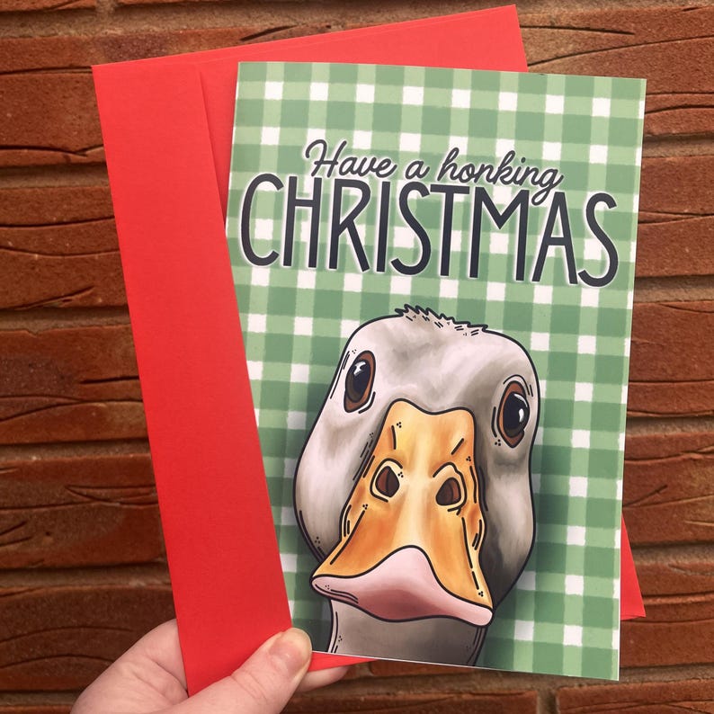 Goose Envelope Goose Christmas Card | Silly Festive Card Design With Envelope and Two ...