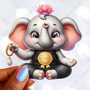Zen Elephant Notary Sticker | Yoga Lotus Decal
