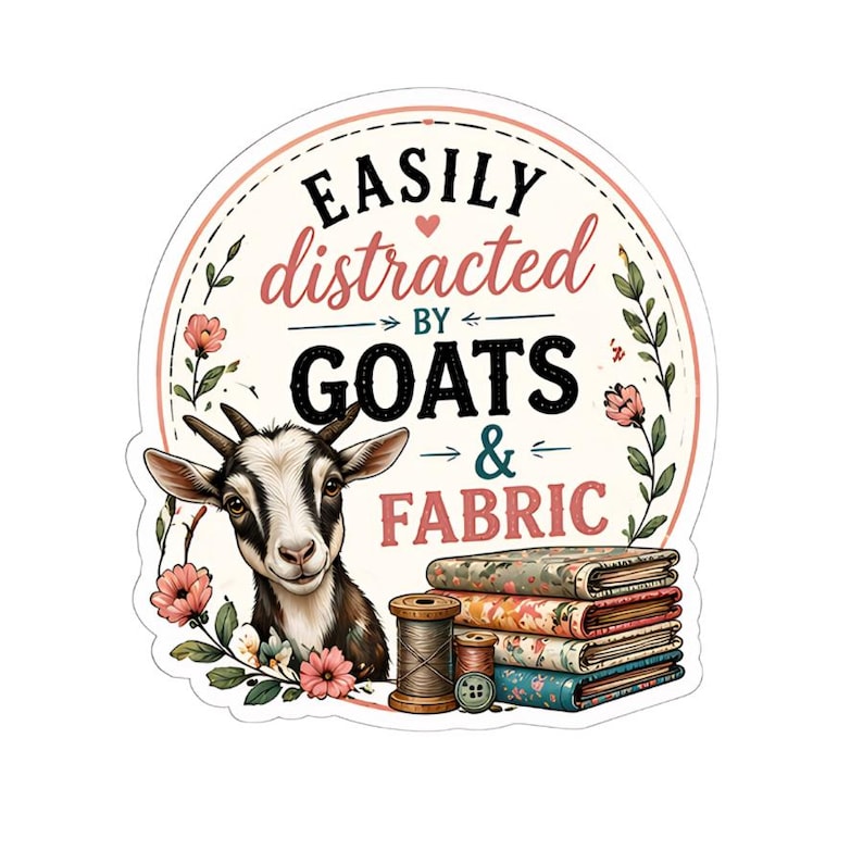 Goat Thread Goat Fabric Sticker, Quilting Decal, Sewing Room Decor, Craft Lover ...