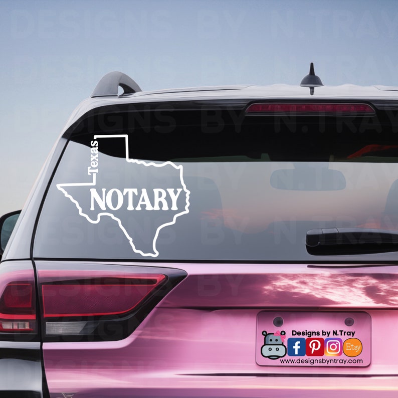 Texas Notary Public Decal Decals for Notaries Professional Car Decals