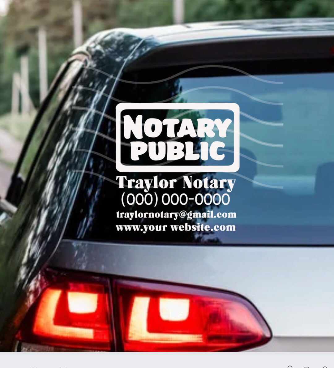 Bold Square Notary Public Decal Decals for Notaries Professional Car