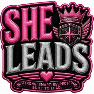 She Leads Patch Style UV DTF Decal | Women in Trades Hard Hat Sticker