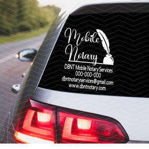 Mobile Notary Public Decal| Decals for Notaries| Professional Car Decals| Mobile Notary Gifts| Notary Personalized Decal | Business Gifts