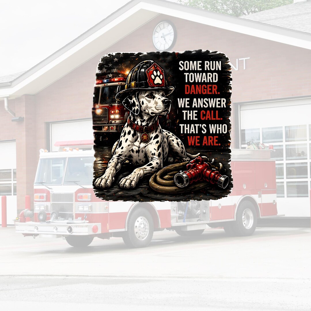 Firefighter Dalmatian Sticker, Fireman Dog Decal, Hard Hat UV DTF (3 ...