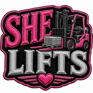She Lifts Embroidered Patch UV DTF Decal | Women in Trades Hard Hat Sticker