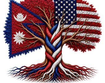Nepal USA Heritage Tree Sticker | Dual Heritage Decal (UV DTF)