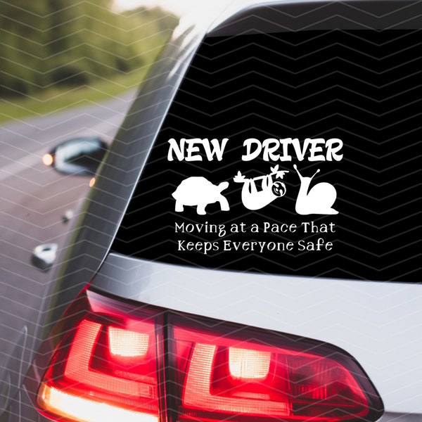 New Driver-Turtle, Sloth, Snail Car Decal | New Driver Gift| Student Driver Gift| Slow Driver Gifts, Back To School| Safety Driver Gifts