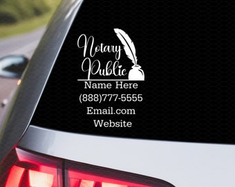 Personalized Notary Public Car Decal | Business Window Sticker