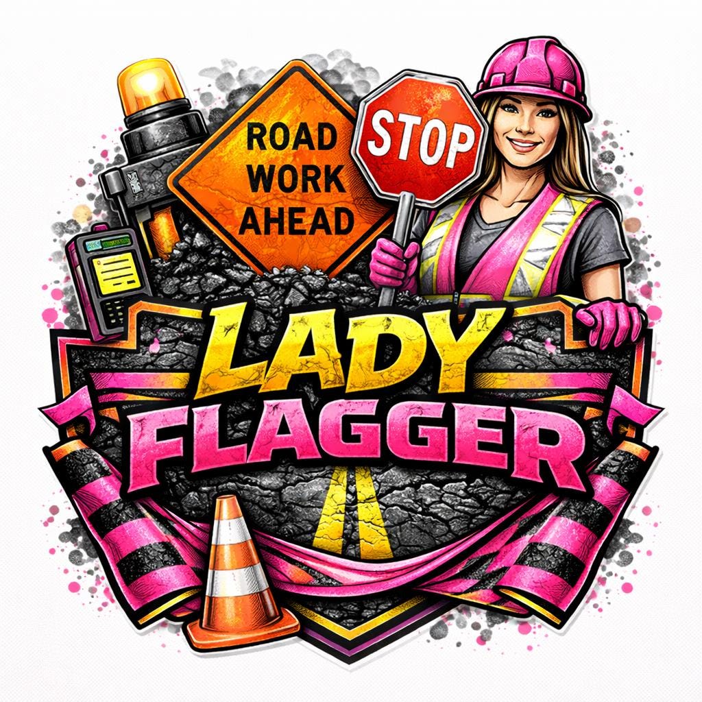 Lead Flagger Sticker Lady Flagger Hard Hat Sticker | Pink Construction Worker Decal (UV DTF ...