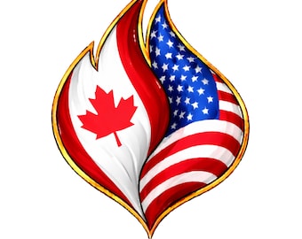 Canada USA Flag Flame Sticker | Dual Heritage UV DTF Sticker