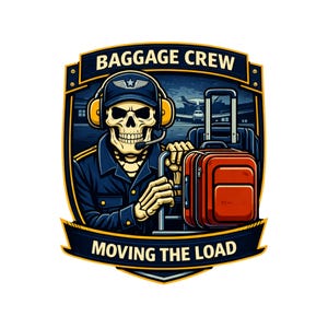 Baggage Handler Skeleton Sticker, Airport Ground Crew Decal, Aviation Worker Tool Box Sticker