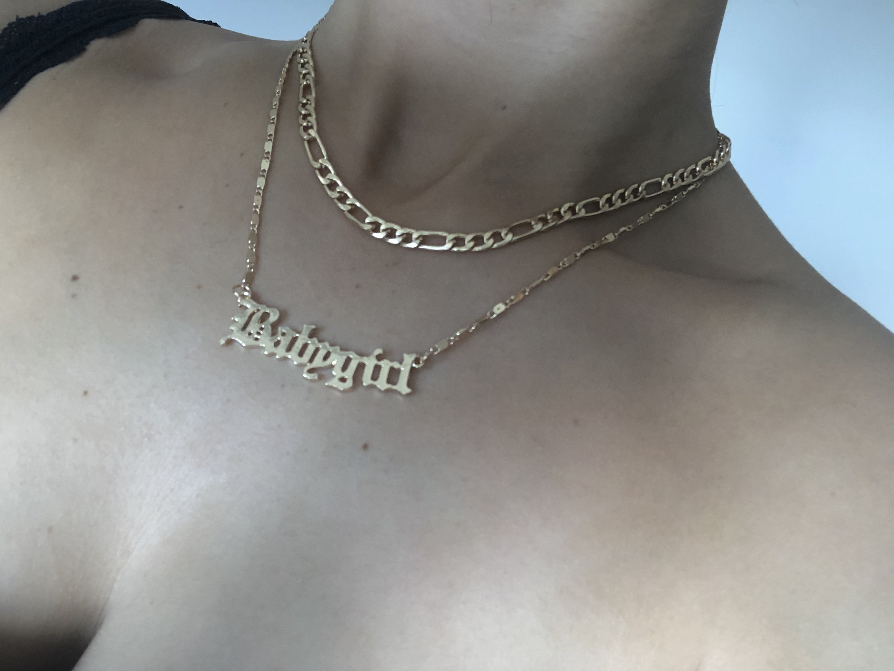 Babygirl Double Chain Necklace Gold Etsy