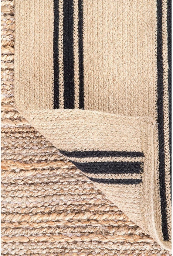 2x3, 3x4, 5x7, 6x9, 8x10, 9x12 Ft. Indian Beautiful Stripe Pattern Rug Jute  Natural Rug Hallway Rug Patio Rug Entryway Rug Custome Size Rug 