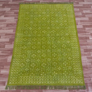 Organic Green Rug Hand Woven Cotton Flatweave Kilim Rug, Boho Green Rug...Sizes 5x8,6x9,8x10,9x12
