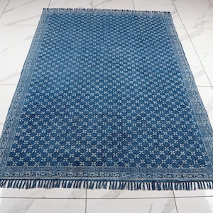 Hand Woven Blue Indigo Cotton Flatweave Kilim Rug, Boho Rugs, Handmade Rug, Southwest..Sizes : - 3x5, 4x6, 5x8, 6x9, 8x10.......