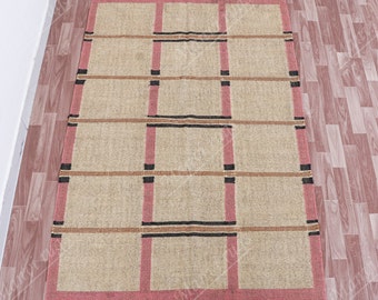 Handwoven Wool Jute Kilim Rug, Handwoven Wool Jute Rug, Kilim Jute Rug, Flatweave Rug, Bohemian Rug, Indian Dhurrie Rug