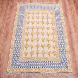 Block Printed Rug Floral Print Rug Kitchen Rug Outdoor Rug Rust Rug Entryway Rug Large Area Rug