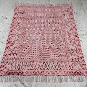 5x8, 6x9, 7x9, 8x10, 9x12 Rug, Handmade Indian Rug, Hand Block Print Rug, Outdoor, Dining Room/ Living Room Rug, Navajo Kilim Rug , Boho Rug