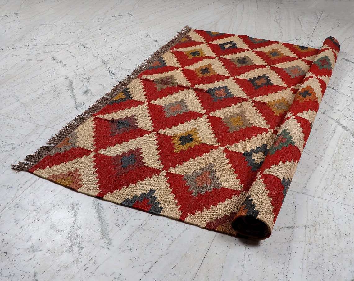 Handmade Wool Jute Rug Navajo Kilim Rug Aztec Rug Accent - Etsy