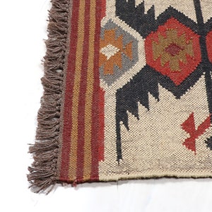 Wool Jute Kilim Rug, Handwoven, Kilim Jute Rug, Flatweave Rug, Bohemian Rug, Indian Dhurrie Rug, Navajo Kilim Rug, Custom Rug