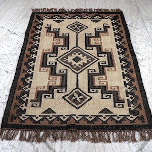 Handmade Wool Jute Rug, Navajo Kilim Rug, Aztec Rug, Accent Rug, Outdoor Rug/Indoor Rug, Living/Dining Room Rug, 6x9, 8x10, 9x12 Ft Rug