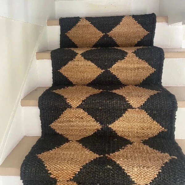 Indian Hand Woven Natural Jute Runner Rugs - Jute Runner - Custom Made Runner - Stair Runner Rug - Jute Hemp Runner - Table Runner Rug