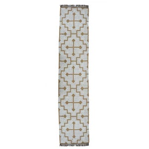 Handwoven Kilim Runner Rug: Wool Jute Blend, Oriental Design