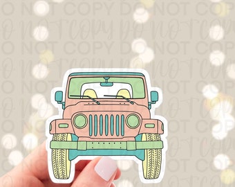 Pastel Jeep |Water Proof Sticker|