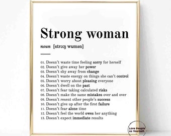 Stark kvinna-tryck, presenter till starka kvinnor, inspirerande gåva för vän, stärka kvinnor, feministiskt tryck tjejkraft-affisch, väggkonst