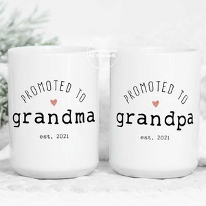 Grandma Grandpa Mug Set - Pregnancy Announcement, New Grandparents Gifts New Grandma and Grandpa Mug Set New Baby Announcement Mugs est 2021