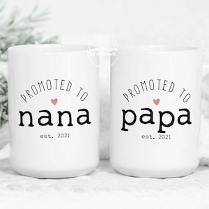 Nana Papa Mug Set - Pregnancy Announcement New grandparents Gifts New Nana and Papa Mug Set New Baby Announcement Mugs 2023 Pregnancy Reveal