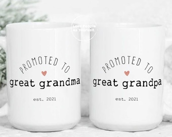 Great Grandma Grandpa Mug Set - Pregnancy Announcement, New Great Grandparents Gifts, Mug Set, Pregnancy reveal, New Baby Announcement Mugs