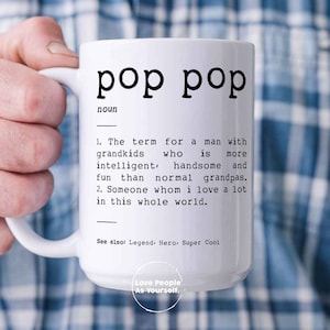 Pop Pop Definition Coffee Mug, Poppop, Pop-Pop Defined, Funny Birthday Gift Ideas for Grandpa, Fathers Day Present Grandfather Grandad gifts