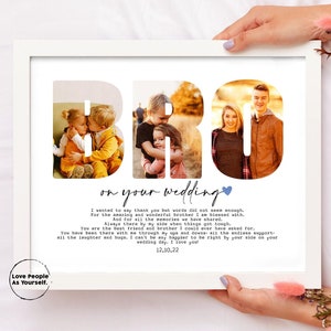 Personalized brother on YOUR wedding, bro Custom Photo Collage, From brother, Groom gift, Gift for brother Photo gifts Framed Wall Art Print