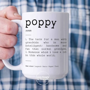 Poppy Definition Coffee Mug, Pop pop, New grandpa gift, Pregnancy reveal, Birthday Gift for Grandpa, Grandfather, Grandad gifts, Fathers Day