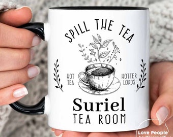 Caneca Suriel Tea Room Book, Derrame o Chá, Caneca ACOTAR Merch Night Court Bookish, Presentes Temáticos de Livro, Caneca Velaris Rhysand Bookish Gifts Literary