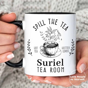 Suriel Tea Room Book Mug, Spill The Tea, ACOTAR Merch Night Court Bookish Mug, Book Themed Gifts, Velaris Mug Rhysand Bookish Gifts Literary