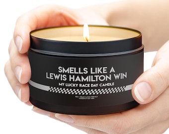 Smells Like A Lewis Hamilton Win Candle, Unique Gift Mercedes Formula 1 Gift Racing Themed F1 Funny Gift Mercedes Fan Race day Gift Idea Soy