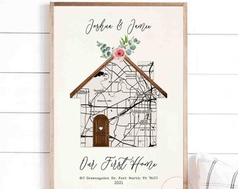 Personalized Housewarming Gifts, Custom Home Map, First Home Gift for Couple, Home Sweet Home, Our First Home, House Map New Home, Printable