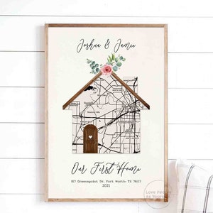 Personalized Housewarming Gifts, Custom Home Map, First Home Gift for Couple, Home Sweet Home, Our First Home, House Map New Home, Printable