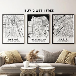 Custom City Map with Frame, 3 for 2 Any Town, Any City, Personalized Map, Custom Map Print Gift, Your City, Printable Wall Art Poster Prints