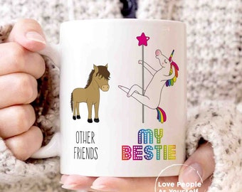 PREZZY BestieCorn Unicorn Coffee Mug Like A Normal Bestie Funny Christmas Anniversary Birthday Tea Mugs Cup 11oz 15oz White