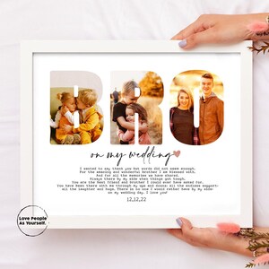 Personalized brother on my wedding DIGITAL COPY, BRO Custom Photo Collage, brother of the bride Groom, Gifts for brother, Photo gifts, Print