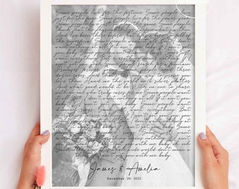 Hochzeitsliedtext mit Foto, personalisiertes erstes Tanzpaar, Lieblingslieddruck, benutzerdefiniertes Schild zum 1. Jahrestag, gerahmte frisch vermählte Geschenke