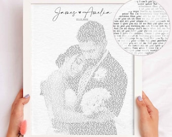 Wedding Song Lyrics from Photo, Personalized First Dance Couple, Favorite Song Print 1st Anniversary Custom Song Sign Framed Newly Wed Gifts