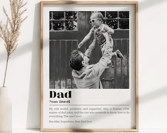 Dad Definition Print Fathers Day Gift From Daughter, Father Definition Poster First Fathers Day Gift From Wife, First Time Dad Photo Gift
